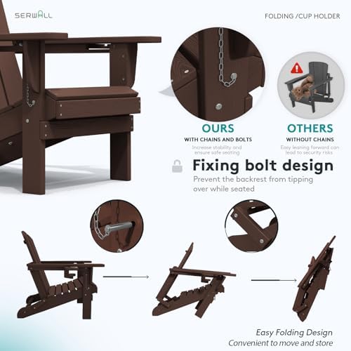 SERWALL Outdoor Adirondack Chair Set of 6 - Image 4