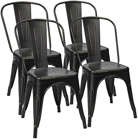 Furmax Metal Dining Chair Indoor Outdoor Use Stackable Chic Side Classic by Furmax