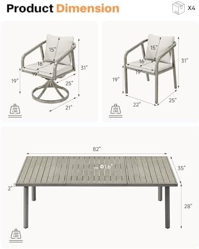 9-Piece Outdoor Dining Set, Never-Rust Aluminum Patio Dining Set - Image 3