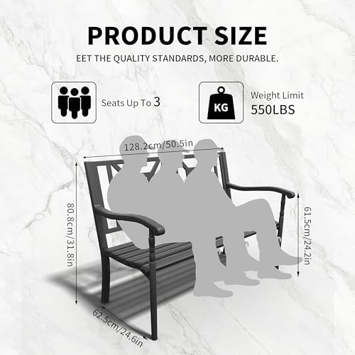 50 Inches Outdoor Bench Park Patio Furniture Garden Bench Seating - Image 3