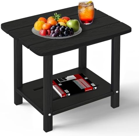 2-Tier Outdoor Side Table, HDPE Patio End Table by nevilywood