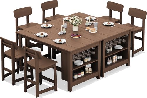 SERWALL 8-Piece Outdoor HDPE Counter-Height Bar Dining Set by SERWALL