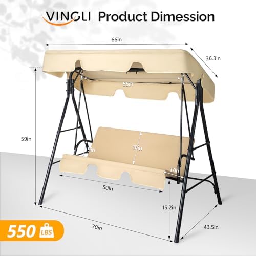 VINGLI Outdoor Porch Swing - Image 2