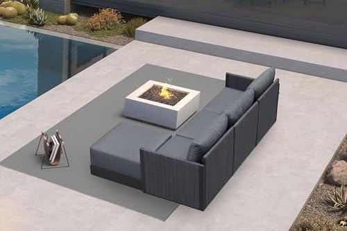 PURPLE LEAF Patio Conversation Set 4-Piece w/Ottoman Deep Seating by PURPLELEAF