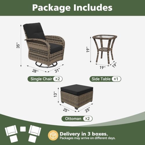 Aoxun 5 Piece Outdoor Patio Furniture Set - Image 2