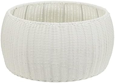 Household Essentials Round Handwoven Resin Storage Stool Ottoman - Image 6