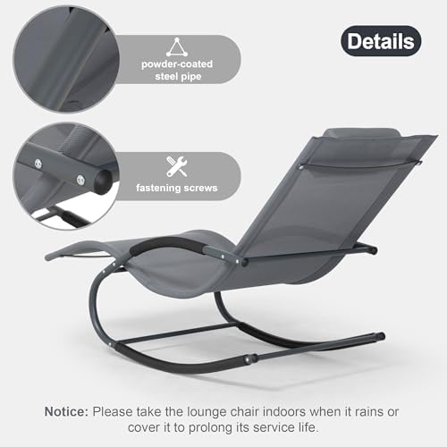 Outdoor Lounge Chair with Pillow, Pool Lounger - Image 6