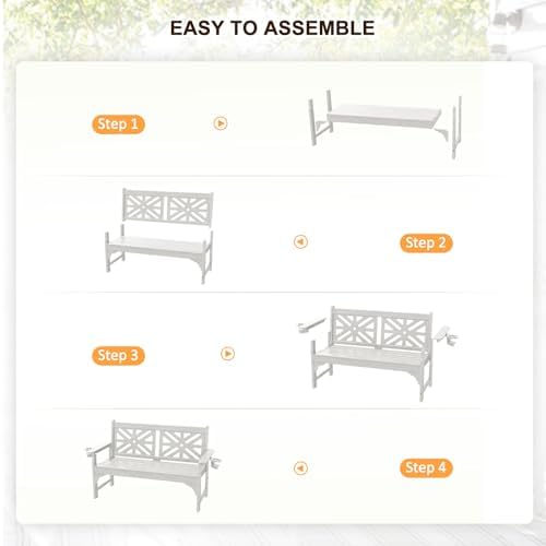 nalone Outdoor Bench with Cup Holders, HDPE Porch Bench Fade Proof - Image 6