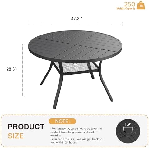 VICLLAX Round Patio Table with Adjustable Umbrella Hole - Image 3
