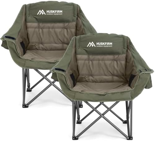 Oversized 2 Pack Camping Chairs, Padded Camping Chair Support 450LBS by Huskfirm