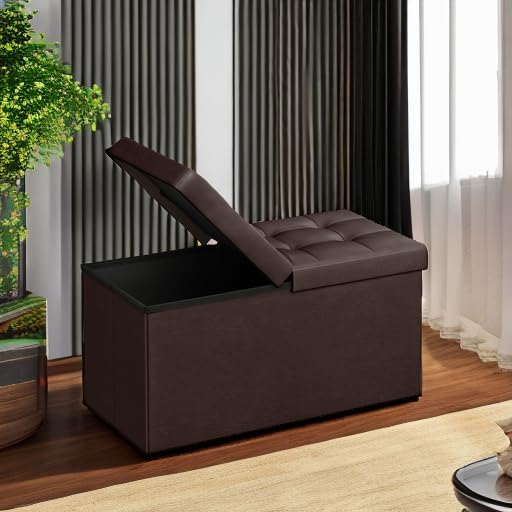 SONGMICS 30 Inches Folding Storage Ottoman Bench - Image 2