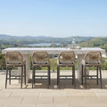 PURPLE LEAF Patio Bar Stool Set of 4 Aluminum Outdoor Rattan Barstools Grey by PURPLELEAF