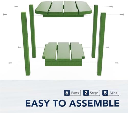 Nalone Adirondack Side Table, 16.5" Outdoor End Table, HDPE Plastic, Small - Image 6