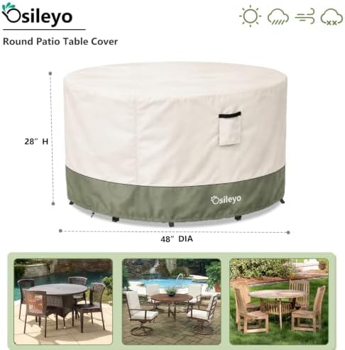 Round Outdoor Table Cover 600D Waterproof Heavy Duty Patio Furniture Covers - Image 2