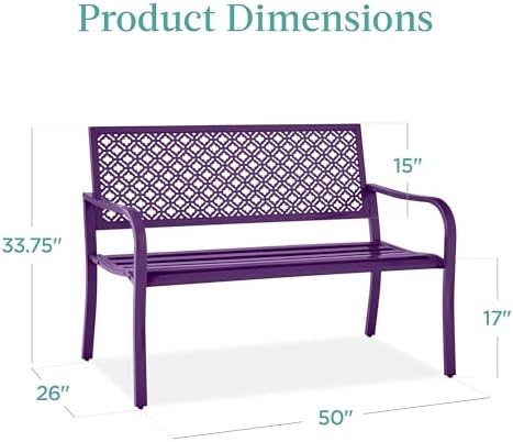 Best Choice Products Outdoor Bench 2-Person Metal Steel Benches Furniture - Image 2
