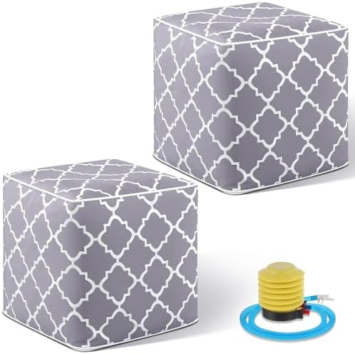 2 Pack Inflatable Outdoor Ottoman Pouf Waterproof Cube 16" Square Blow up by Juexica