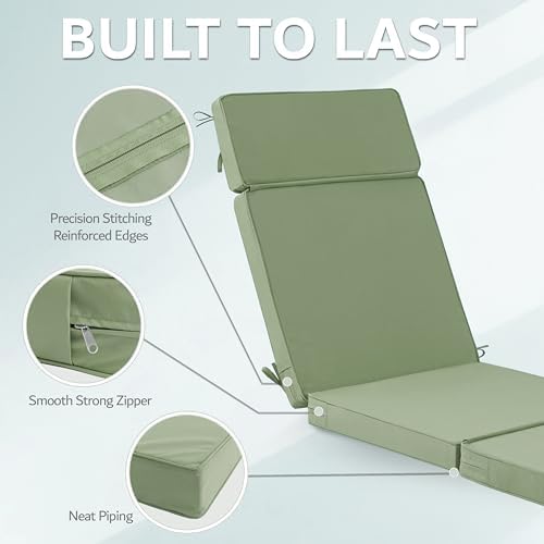 72 x 21 Inch Outdoor Chaise Lounge Cushions Set of 2 - Image 7