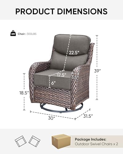 2-Piece Wicker Swivel Rocker Chairs - Image 2