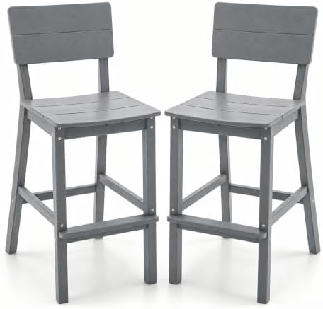 Outdoor Bar Stools Set of 2, All-Weather HDPE Tall Balcony by KULAMOONLIFEHOUSE