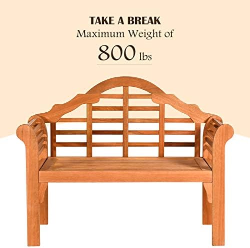 COSTWAY Folding Wooden Bench Outdoor, Crown-Like High Backrest - Image 7