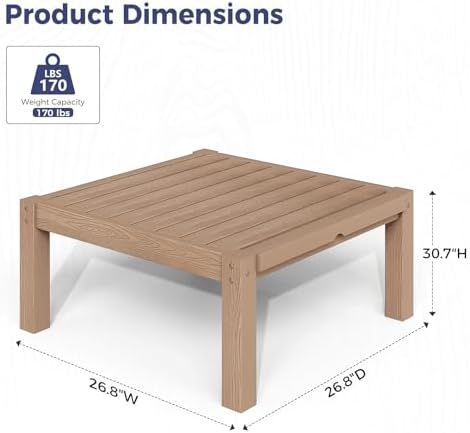 Modular Outdoor Patio Furniture Coffee Table, HIPS All-Weather Outdoor - Image 3