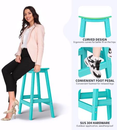 HDPE Bar Set 3 Pieces, 2 Bar Stools - Image 3