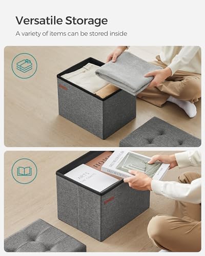 SONGMICS Small Folding Storage Ottoman, 15.7 x 12.2 x 12.2 Inches - Image 6