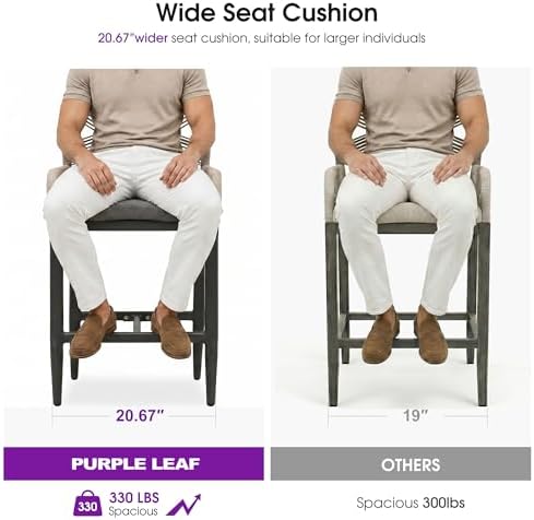 PURPLE LEAF Patio Bar Stool Set of 4 Aluminum Outdoor Rattan Barstools Grey - Image 2