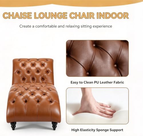 62.8" Faux Leather Chaise Lounge Indoor - Image 5