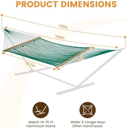 Lazy Daze 13 Ft Double Handwoven Polyester Rope Hammock - Image 5