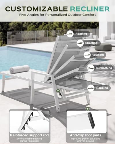 Patio Chaise Lounge Chair Outdoor - Image 3