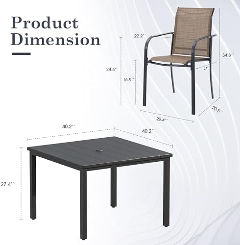 Patio Table and Chairs Set for 4, Outdoor Dining Set - Image 2