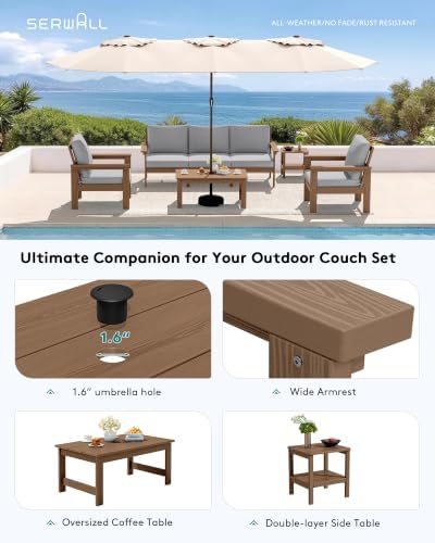 SERWALL HDPE Outdoor Patio Furniture Set Outdoor Couch - Image 5