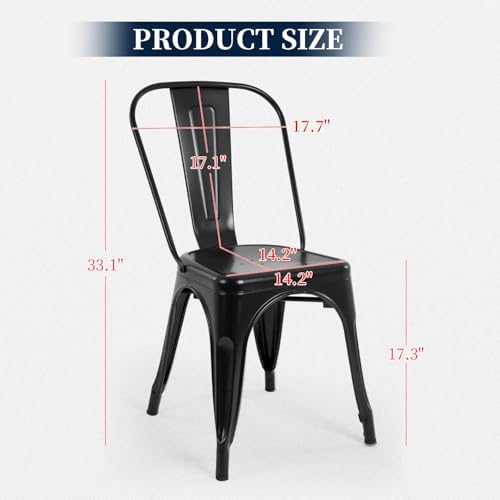 FDW | Metal Dining Chairs | Set of 4 - Image 3