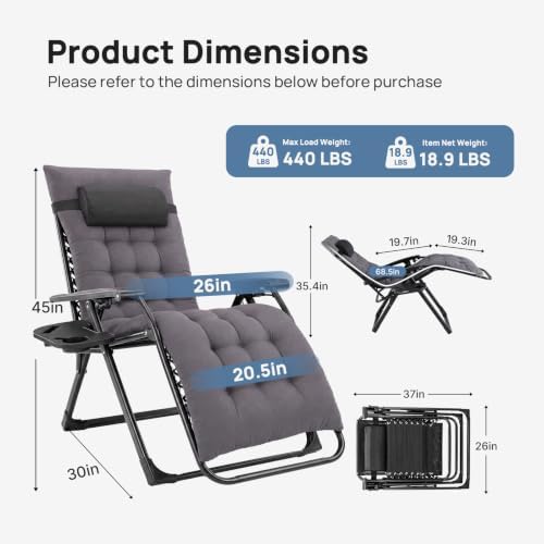 DUMOS Zero Gravity Chair, Lounge Chair Outdoor - Image 2