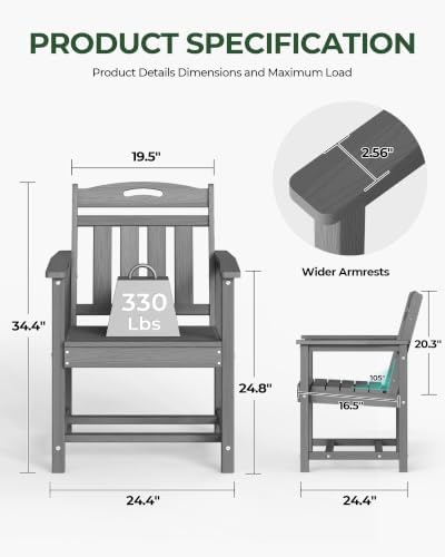 HDPE Outdoor Patio Dining Chairs - Image 3