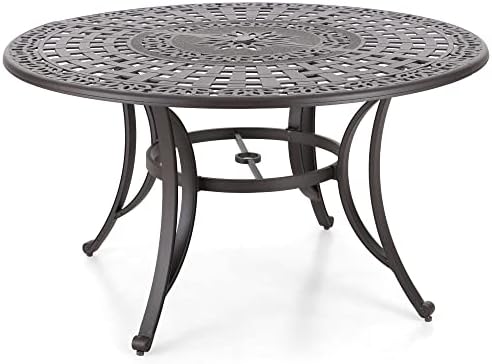 Sophia & William 2.2" Round Patio Dining Table Aluminum Umbrella Hole by SophiaWilliam