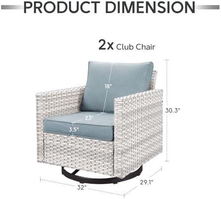 Wicker Chairs Outdoor Bistro Set Oversize Patio Swivel Rocker, Rattan Outdoor - Image 2