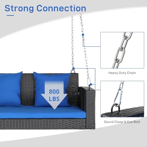 Wicker 2-Person Hanging Porch Swing Outdoor - Image 4