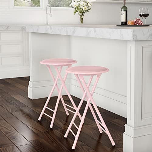 Lavish Home Folding Stool with Padded Backless Seat Set of 2 - Image 7