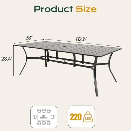 Patio Dining Table for 8, Outdoor Dining Table for Deck - Image 3