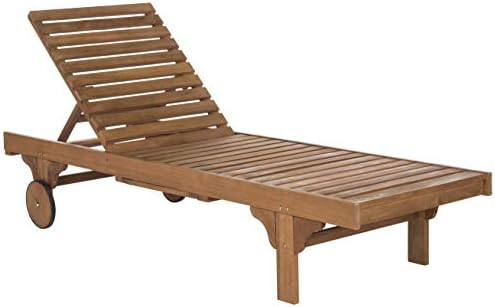 SAFAVIEH Outdoor Collection Newport Natural/ Navy Cushion Built-in Side Table by Unknown