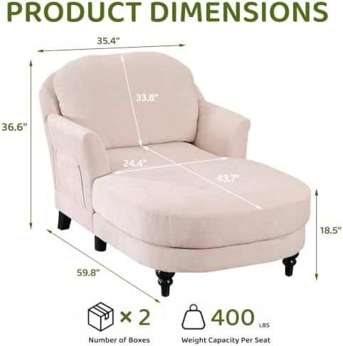 Chaise Lounge Chair Indoor, Oversized Reading Chair - Image 2