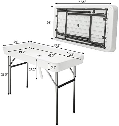 VINGLI 46" Extra Large Party Ice Cooler Folding Table, Portable Tailgate Camp - Image 3