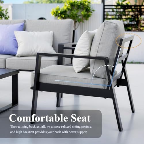 Outdoor Couch 3-Seat All-Weather Metal Outdoor Sofa Wite Outdoor Coffee Table - Image 3