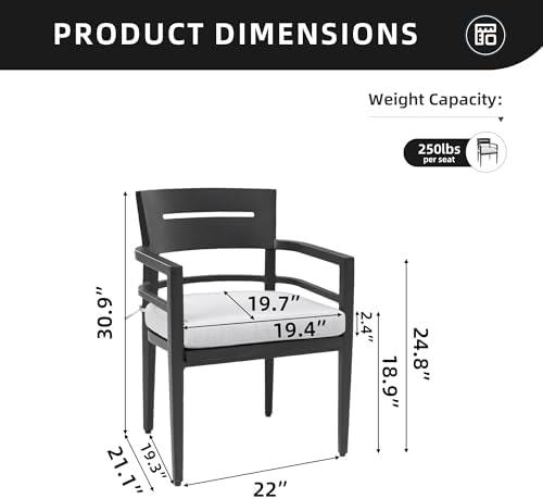 4 Piece Aluminum Dining Chairs Set, Outdoor/Indoor Stationary Dining Chairs - Image 2