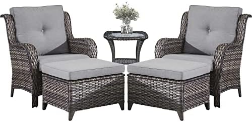 Belord Outdoor Wicker Furniture 5 Pieces Patio Furniture Set Patio Chairs - Image 2
