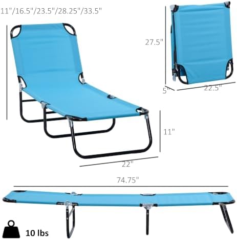 Outsunny Folding Chaise Lounge Chair - Image 3