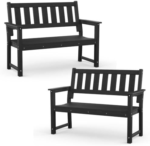 50" HDPE Outdoor Bench, 2-Person Patio Seating, 2 Pack by ACUELGardenFurniture