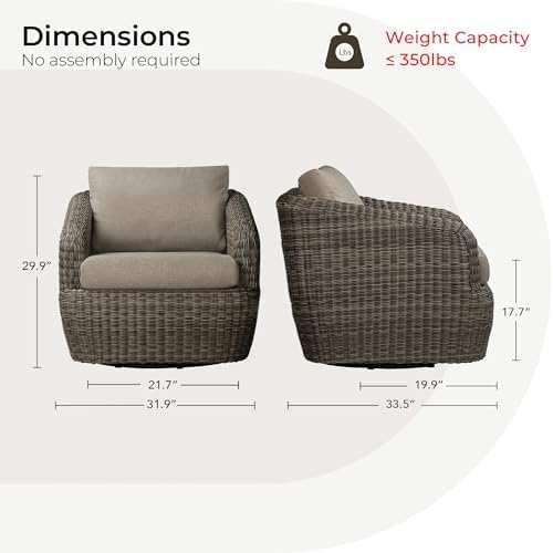 CHITA Patio Wicker Swivel Chairs, Outdoor Furniture Set, Fully Assembled - Image 6